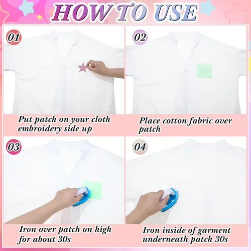 Vista 3 de 12 parches de estrellas para planchar con diamantes de imitación, apliques adhesivos de diamantes de imitación con pegamento caliente, estrellas