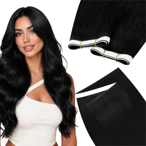 Vista 34 de LaaVoo - Extensiones de cabello humano con cinta adhesiva, color marrón a rubio ceniza, extensiones de cabello humano real, cintas en extensiones