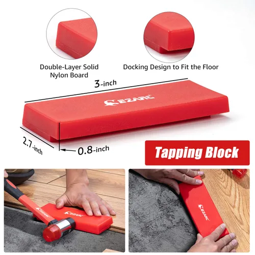 Vista 5 de EZARC Kit de instalación de pisos de madera laminada de 64 piezas con mazo reforzado de doble cara, barra de tracción resistente, bloque de roscado
