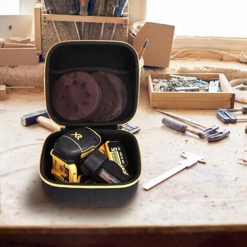 Vista 8 de khanka Estuche rígido de viaje compatible con lijadora orbital DEWALT 20V MAX (DCW210B), solo funda