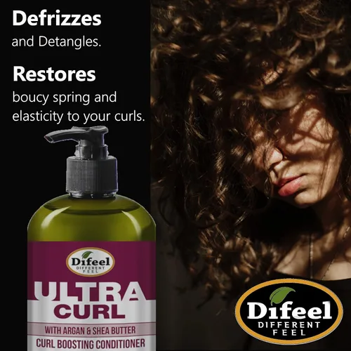 Vista 5 de Difeel Ultra Curl con Argán y Manteca de Karité - Acondicionador para aumentar los rizos, 33.8 oz.