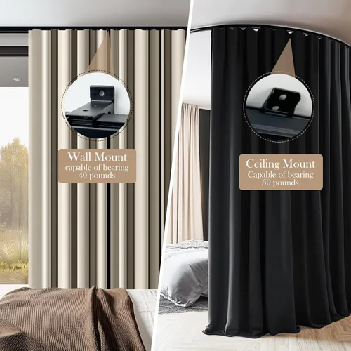 Vista 3 de Rieles flexibles para cortinas de techo, riel de techo para cortinas, cortinas de aluminio, riel de cortina de montaje en pared, barra de cortina
