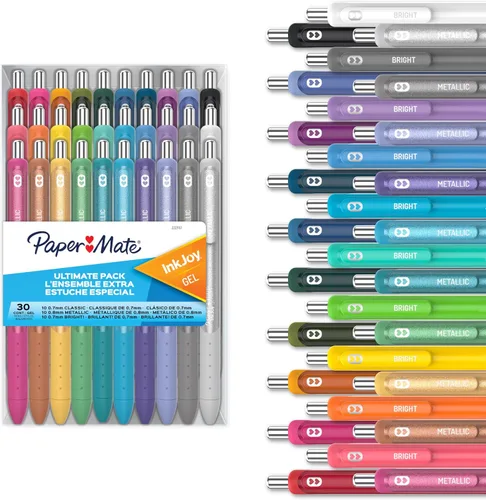 Vista 8 de Paper Mate Paquete Variado de Bolígrafos, Bolígrafos de Gel Retráctiles InkJoy, Punta de Fieltro Flair, 28 Unidades - Colores Surtidos, Escritura