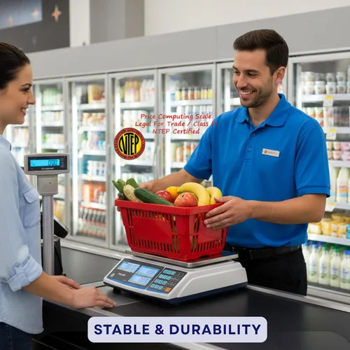 Vista 3 de Aquos ZTP Price Computing Scale – Clase III NTEP Legal para comercio, báscula digital comercial con pantalla LCD retroiluminada y placa de acero