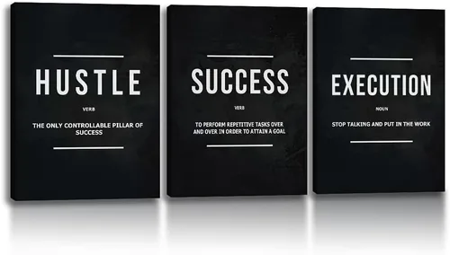 Vista 32 de Arte de pared motivacional para oficina, lienzo inspirador, arte de pared, póster de ajetreo, impresión de cita de empresario, pintura de pared, 3