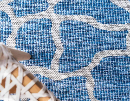 Vista 5 de Unique Loom Outdoor Safari Collection - Alfombra de área - Jirafa (2' x 6' 1" camino, azul/gris)