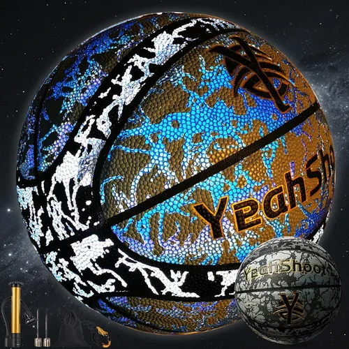 Vista 11 de Baloncesto brillante – Pelota iluminada para niños y jóvenes, holográfica reflectante y que brilla en la oscuridad, duradera y elegante para todas