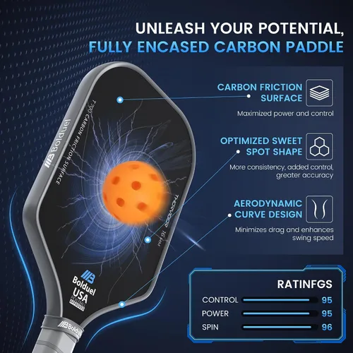 Vista 2 de Paletas de pickleball de fibra de carbono aprobadas por USAPA de nivel profesional para jugador agresivo y ofensivo, raqueta de pickleball