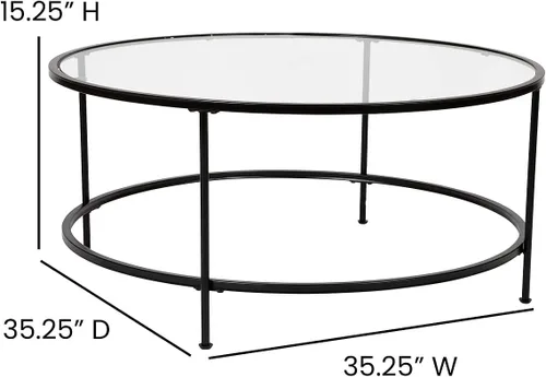 Vista 3 de Flash Furniture Astoria Collection - Mesa de centro redonda, moderna mesa de centro de cristal transparente, marco dorado mate