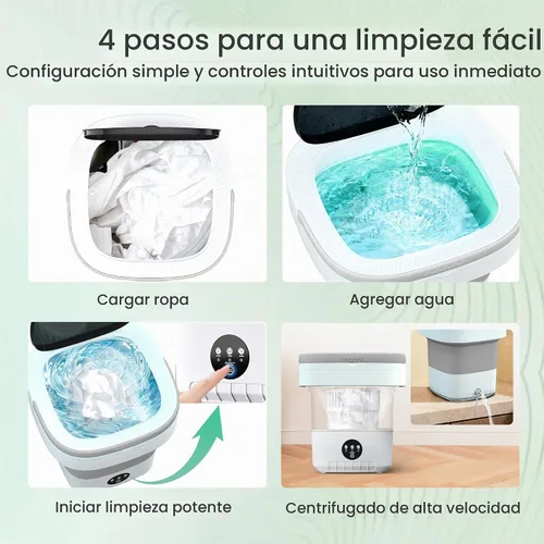 Vista 9 de Lavadora Portátil 20L - Mini Lavadora con Cesta Giratoria (Gris)