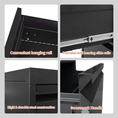 Vista 6 de IKIMI Archivador de 4 cajones, archivadores de metal con cerradura, archivador vertical negro para oficina en casa, gabinete de almacenamiento