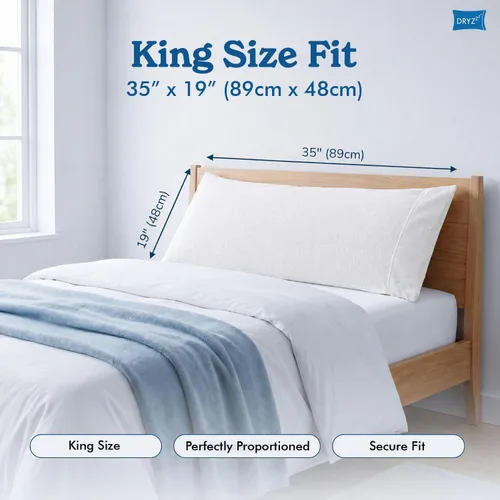 Vista 3 de DryZzz Juego de 2 fundas de almohada impermeables de tamaño King de 35 x 19 pulgadas, absorbente de doble cara para cabello húmedo y seco, poliéster