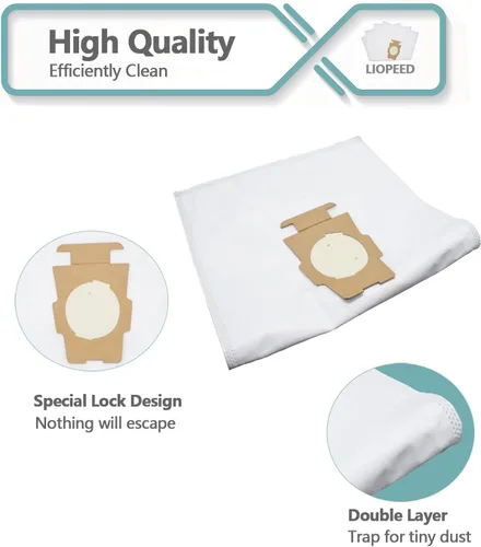 Vista 4 de Paquete de 6 bolsas de polvo para aspiradora para parte 205811 204814 204811, bolsas universales de tela blanca para todos los modelos