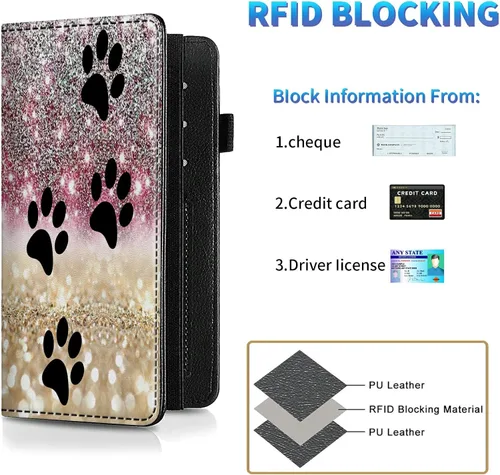 Vista 166 de Funda para chequera para hombres y mujeres, cartera de cuero RFID con ranuras para tarjetas de crédito, soporte de cheques duplicados personales