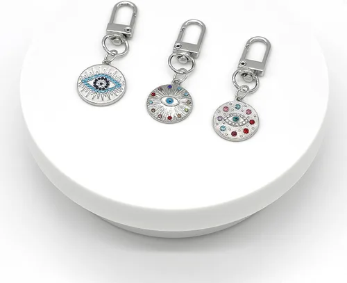 Vista 4 de Evil Eye Keychains Set Car Key Ring Bag Purse Keychains Good Luck Amulet protection Charm Keychains for Women Men