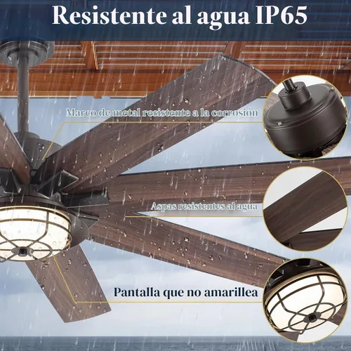 Vista 2 de NORFOLK Ventilador de techo impermeable para exteriores de 52 pulgadas