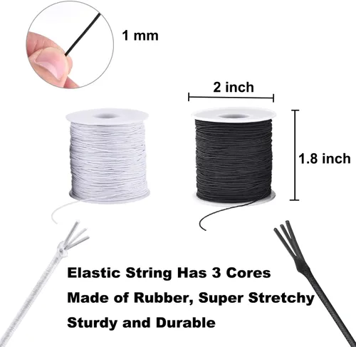 Vista 2 de Elastic Cord for Bracelets, 2 Rolls 1 mm 330 Feet Sturdy Bracelet String, Stretchy Elastic String for Jewelry Making, Necklaces, Beading (Pack of 2)