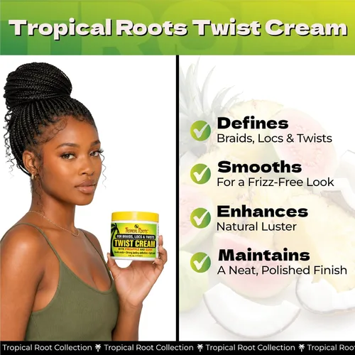 Vista 5 de Bronner Bros Tropical Roots Twist Cream para trenzas, rastas y giros, 6