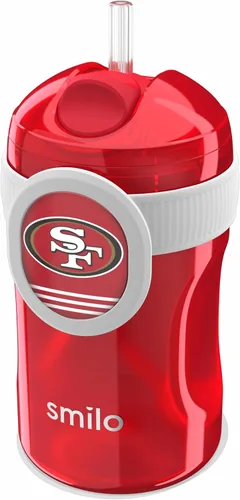 Vista 24 de Smilo Vaso con popote de Arizona Cardinals con licencia oficial de la NFL, para bebés y niños pequeños, con popote de silicona ponderado y capacidad
