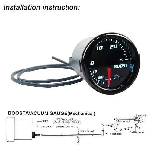 Vista 3 de 2" 2.047 in 7 ajuste de color Turbo Boost Gauge con manual universal 0-30PSI en kit de controlador de refuerzo de cabina