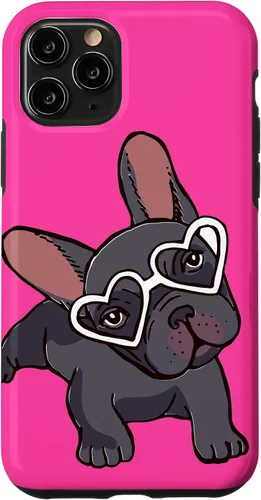 Vista 29 de iPhone 16 Francés Bulldog Francés Perro Cachorro Lindo Perro Perro Gafas Caso Mascota