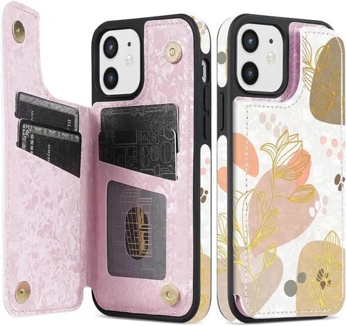 Vista 25 de NNH Funda tipo cartera compatible con iPhone Xs Max con bloqueo RFID, ranuras para tarjetas, folio de piel sintética, función atril, doble cierre