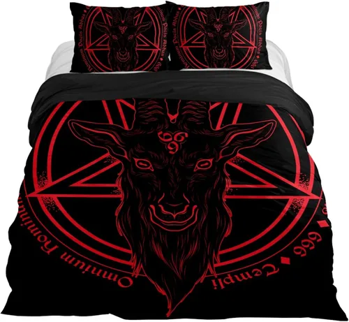 Vista 10 de Baphomet and Lucifer - Funda de edredón suave de 3 piezas para niños, juego de ropa de cama para niños, 1 funda de edredón + 2 fundas de almohada