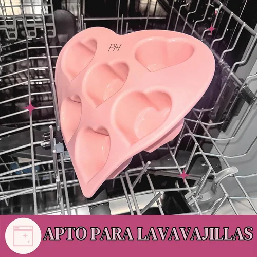 Vista 5 de Paris Hilton Molde de silicona con forma de corazón, molde antiadherente en forma de corazón, apto para horno para pasteles, brownies y postres, 6
