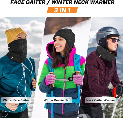Vista 8 de Botack - Gorro de forro polar 3 en 1 para el cuello y el invierno