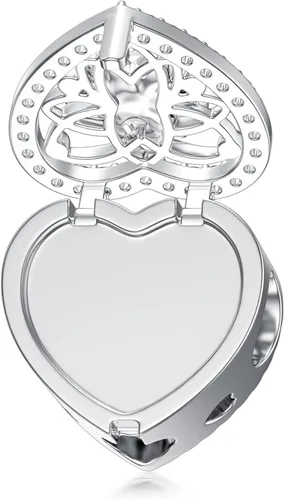 Vista 3 de MBSUUH Abalorios personalizados con diseño de flor de nacimiento, pulsera de serpiente, collar de plata de ley 925, con forma de corazón, imagen
