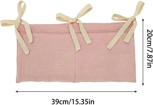 Vista 2 de Surakey Organizador colgante de pañales para bebé, apilador de pañales, bolsillo para cuna de bebé con correas, organizador de bolsa