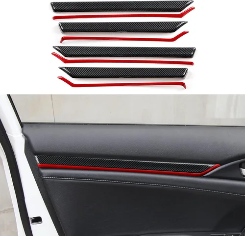 Vista 18 de Calcomanías de cubierta de altavoz de pilar para Honda Civic 2016 2017 2018 2019 2020 2021 10ª generación Accesorios ABS fibra de carbono pegatinas