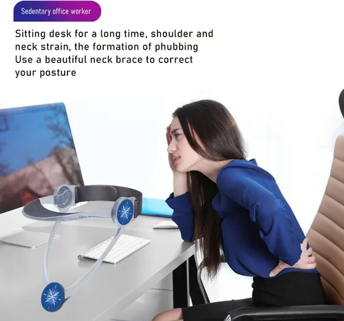 Vista 10 de Collar de Cuello Ajustable 360° - Soporte de Cuello con Estira-Cuello Collar Cervical Hecho de Plástico para Corregir la Postura de Cabeza