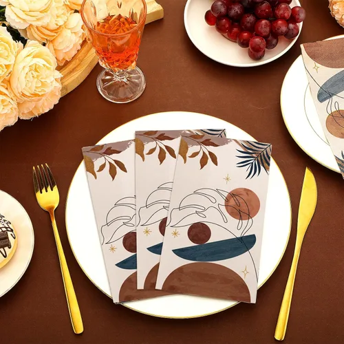 Vista 2 de Paquete de 100 servilletas florales desechables de papel de 2 capas decorativas para cena, servilletas de cóctel de flores para baño, inodoro