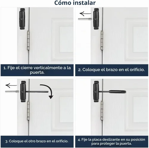 Vista 5 de Paquete de 2 cierrapuertas con resorte de seguridad de 4-1/4 pulgadas, cierrapuertas automático residencial, cierrapuertas automático, bisagra