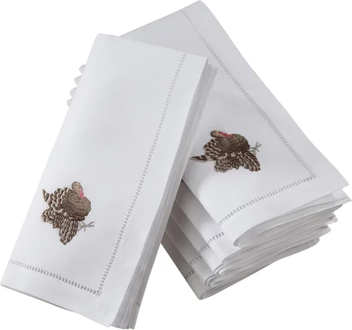 Vista 41 de Juego de 6 servilletas bordadas de magnolia hechas a mano con borde cosido