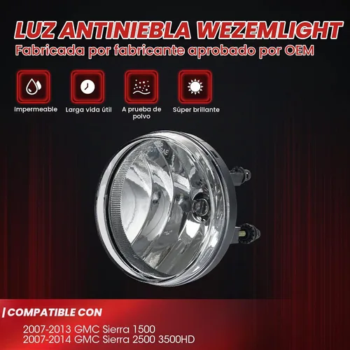 Vista 3 de Luces antiniebla compatibles con GMC Sierra 1500 2007-2013 2007-2014 GMC Sierra 2500 3500HD incluido interruptor y kit de cableado