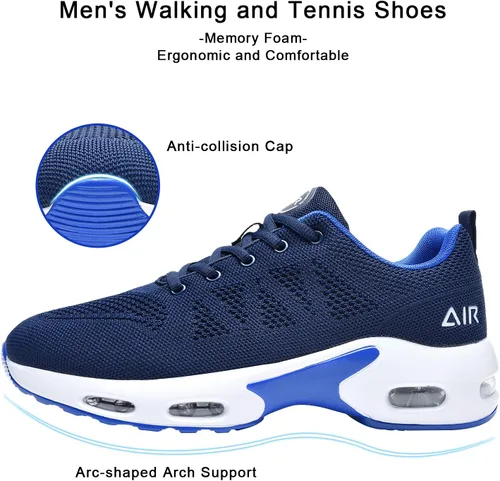 Vista 4 de Tenis de correr para hombre, tenis atléticos, para caminar, transpirables, antideslizantes, con cordones, zapatos deportivos para fitness, trotar