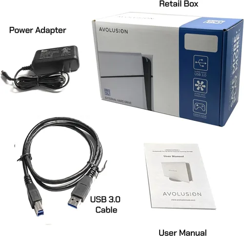 Vista 5 de Avolusion PRO-5U 3TB USB 3.0 Disco duro externo para Windows, MacOS, PS5 y Xbox (blanco)