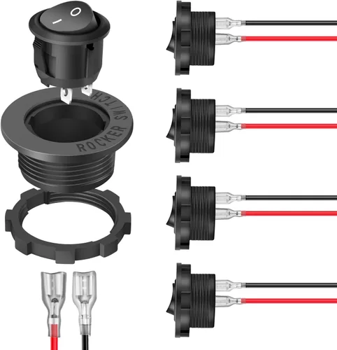 Vista 8 de Nilight Interruptor de palanca basculante de 12 piezas, 3 pines 12V 20A con cable, luz LED redonda, interruptores de encendido y apagado SPST