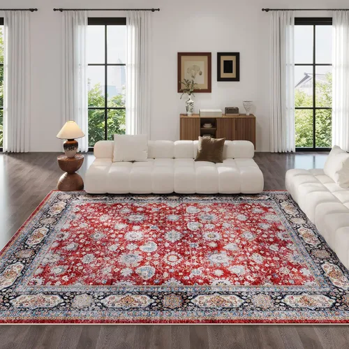 Vista 197 de Rugcomf Alfombra de Entrada de 2'x3' - Patrón Paisley, Tapete para Puerta de Entrada Interior, Floral Vintage, Lavable a Máquina, Alfombra