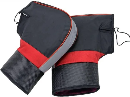 Vista 2 de Guantes para manillar de motocicleta, impermeables, resistentes al viento, gruesos, cálidos, para protección de manos, cubierta térmica para la Negro