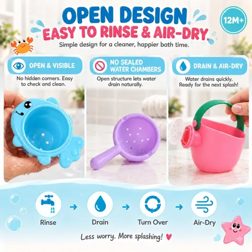 Vista 4 de Fajiabao Juguetes de baño para niños de 1 a 3 años, juego de apilamiento