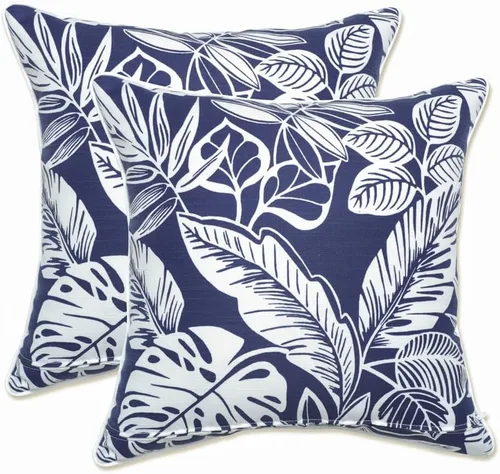 Vista 50 de Pillow Perfect Almohadas lumbares Delray azul marino para exteriores/interiores, 11.5 x 18.5 pulgadas, paquete de 2