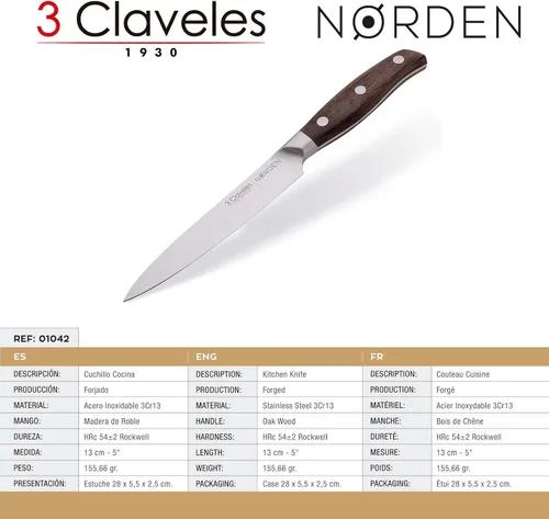 Vista 3 de 3 CLAVELES Cuchillo Forjado Cocina Diámetro 13 cm - 5" E 3C