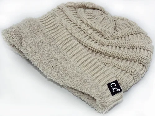 Vista 33 de C.C Winter Oversized Beanie Hat with Fuzzy Lining – Thick Knit Thermal Beanie for Cold Weather, Soft Warm Fleece Lined Cap
