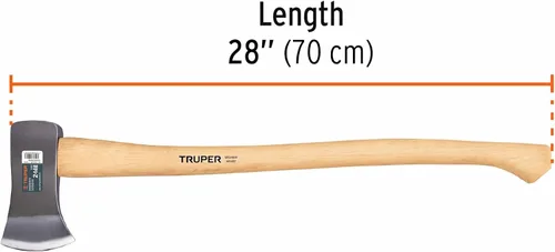 Vista 2 de Truper Hacha para niño, cabeza de acero forjado de 2.25 libras, mango de madera de nogal americano de 28 pulgadas, hacha de corte y tala de madera