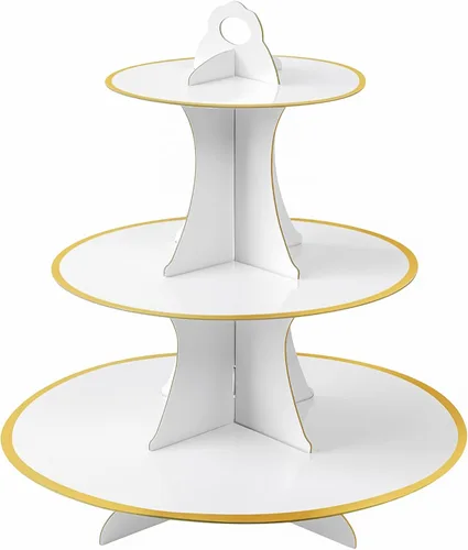 Vista 37 de Soleebee Soporte redondo de 3 niveles para cupcakes, torre de cartón para cupcakes, torre de soporte para pasteles de postre para decoración