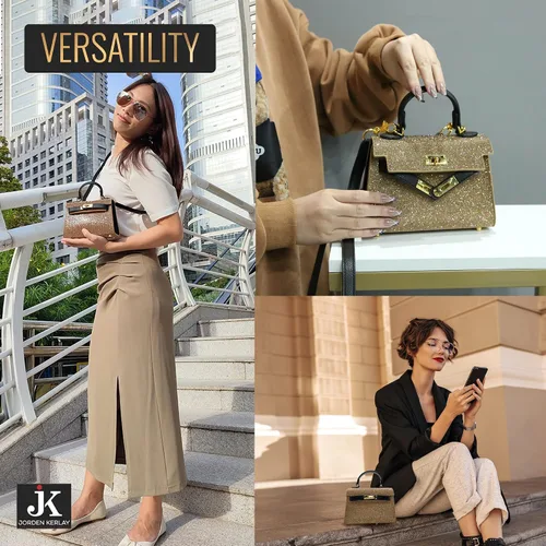 Vista 3 de JORDEN KERLAY Bolso de mano pequeñobolso para mujer Bolso de mano dorado bolso de hombro con asa superior Bolsa dorada estética de diseñador