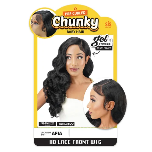 Vista 4 de Zury Sis Chunky Pelo Sintético Hd Encaje Frontal Peluca - Afia (1 JET BLACK)